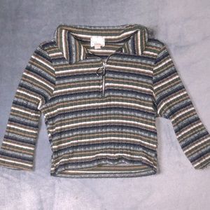 Forever 21 Striped Crop Top Shirt Long Sleeve